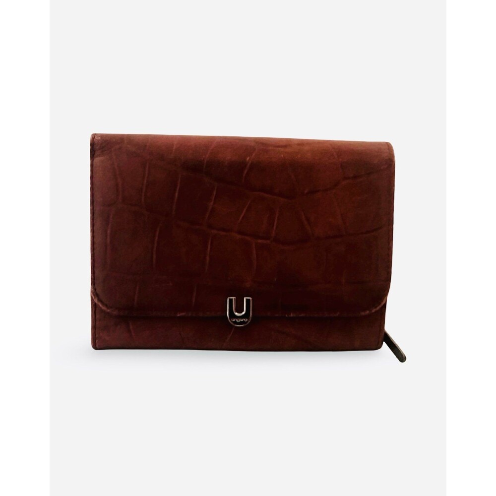 🧡U by Ungaro Crocodile Embossed Leather Wallet - Brown/Burgundy